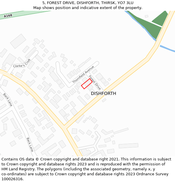 5, FOREST DRIVE, DISHFORTH, THIRSK, YO7 3LU: Location map and indicative extent of plot