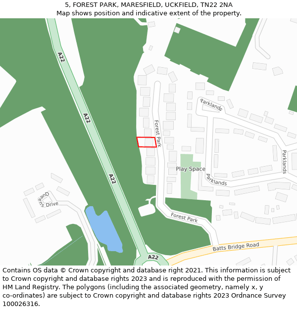 5, FOREST PARK, MARESFIELD, UCKFIELD, TN22 2NA: Location map and indicative extent of plot