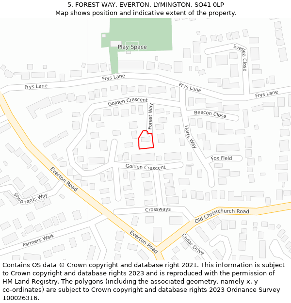 5, FOREST WAY, EVERTON, LYMINGTON, SO41 0LP: Location map and indicative extent of plot