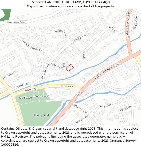 5, FORTH AN STRETH, PHILLACK, HAYLE, TR27 4QG: Location map and indicative extent of plot