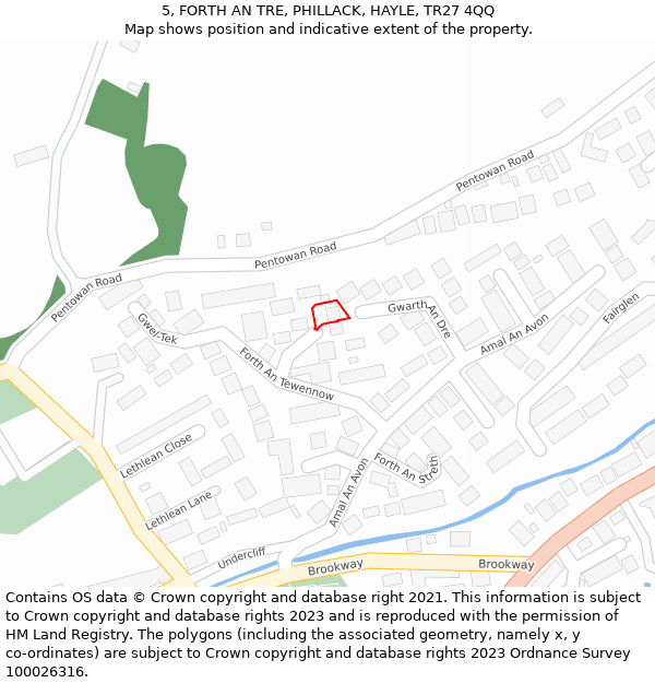 5, FORTH AN TRE, PHILLACK, HAYLE, TR27 4QQ: Location map and indicative extent of plot