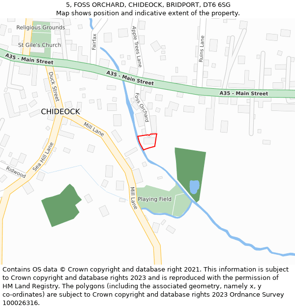 5, FOSS ORCHARD, CHIDEOCK, BRIDPORT, DT6 6SG: Location map and indicative extent of plot