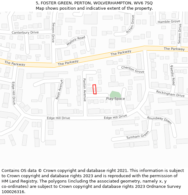 5, FOSTER GREEN, PERTON, WOLVERHAMPTON, WV6 7SQ: Location map and indicative extent of plot