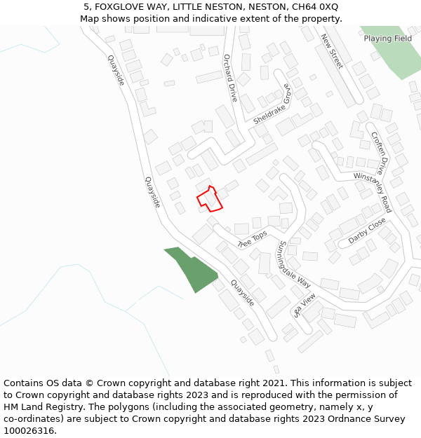 5, FOXGLOVE WAY, LITTLE NESTON, NESTON, CH64 0XQ: Location map and indicative extent of plot