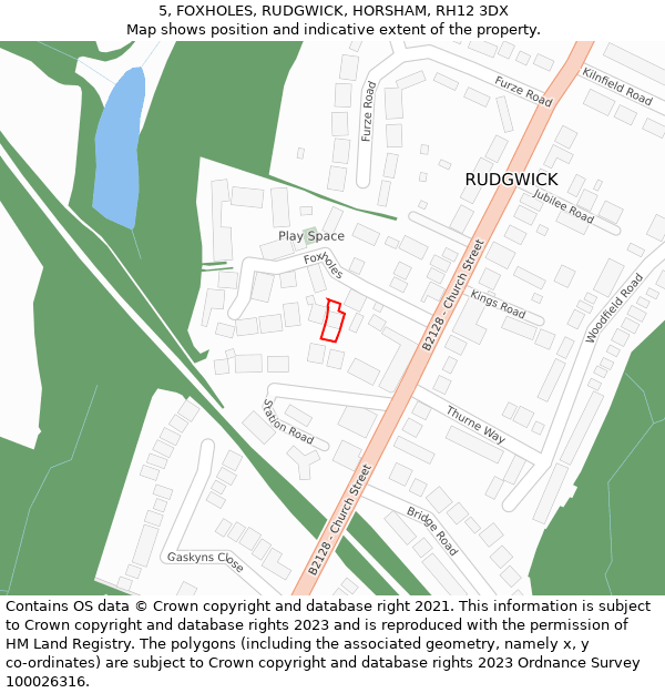 5, FOXHOLES, RUDGWICK, HORSHAM, RH12 3DX: Location map and indicative extent of plot