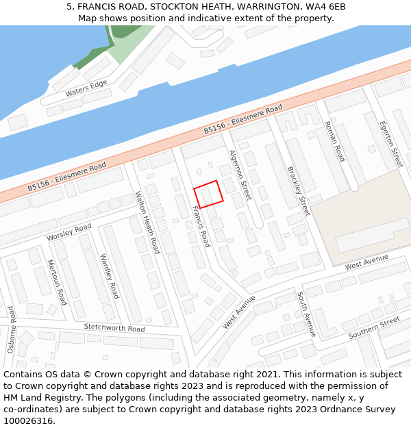 5, FRANCIS ROAD, STOCKTON HEATH, WARRINGTON, WA4 6EB: Location map and indicative extent of plot