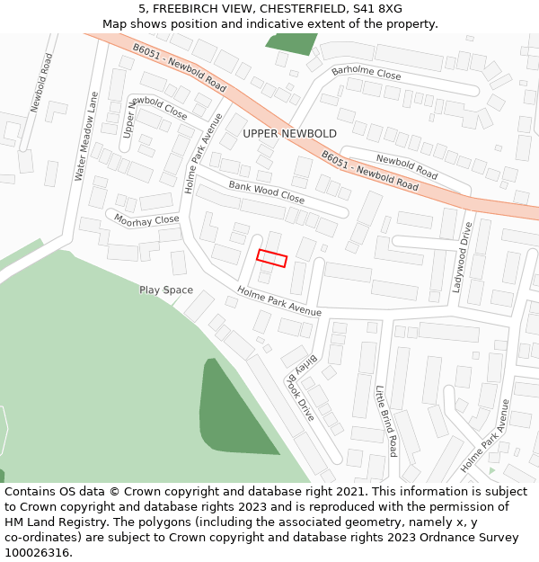 5, FREEBIRCH VIEW, CHESTERFIELD, S41 8XG: Location map and indicative extent of plot