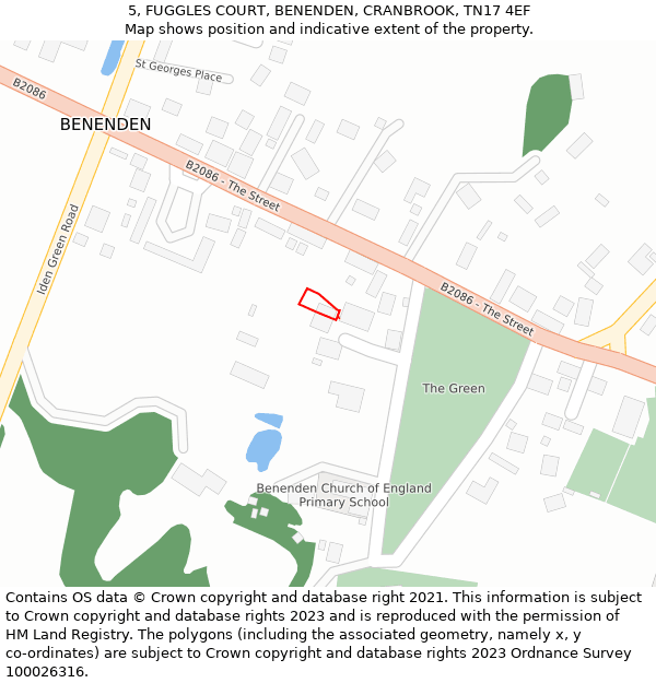 5, FUGGLES COURT, BENENDEN, CRANBROOK, TN17 4EF: Location map and indicative extent of plot