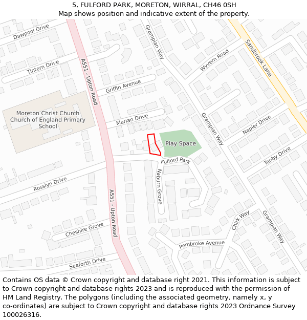 5, FULFORD PARK, MORETON, WIRRAL, CH46 0SH: Location map and indicative extent of plot