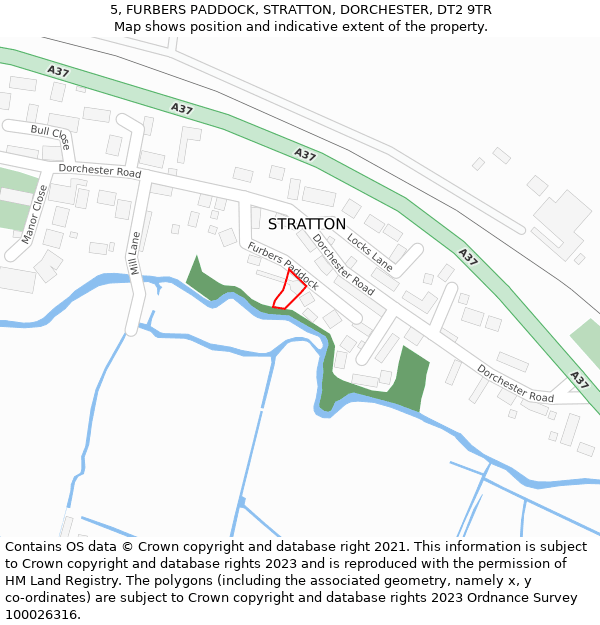 5, FURBERS PADDOCK, STRATTON, DORCHESTER, DT2 9TR: Location map and indicative extent of plot