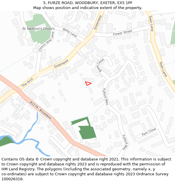 5, FURZE ROAD, WOODBURY, EXETER, EX5 1PF: Location map and indicative extent of plot