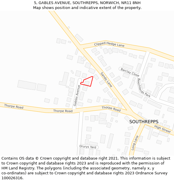 5, GABLES AVENUE, SOUTHREPPS, NORWICH, NR11 8NH: Location map and indicative extent of plot