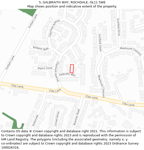 5, GALBRAITH WAY, ROCHDALE, OL11 5WE: Location map and indicative extent of plot