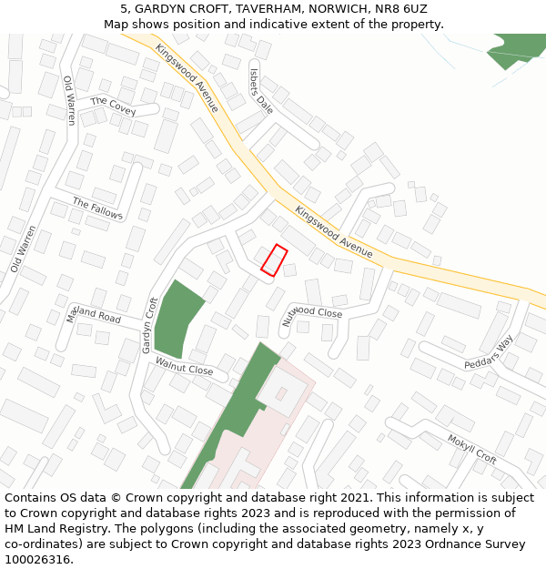 5, GARDYN CROFT, TAVERHAM, NORWICH, NR8 6UZ: Location map and indicative extent of plot