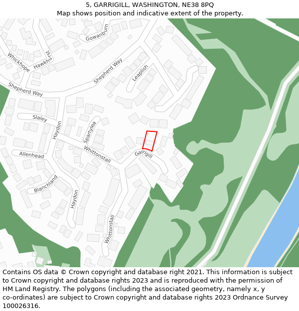 5, GARRIGILL, WASHINGTON, NE38 8PQ: Location map and indicative extent of plot