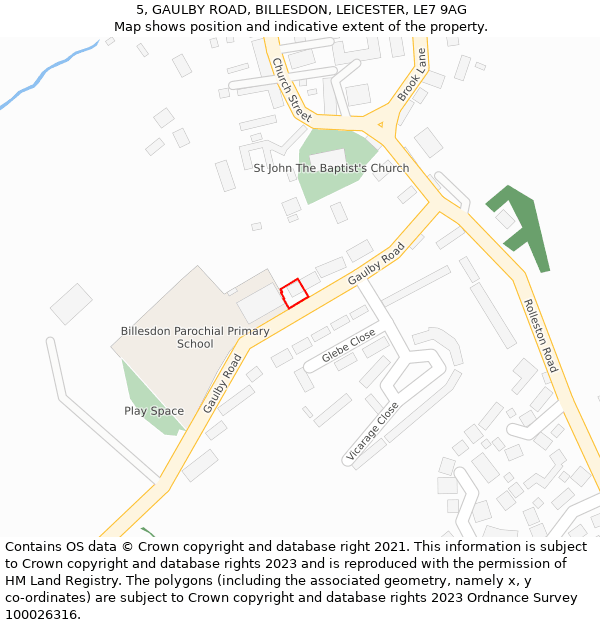 5, GAULBY ROAD, BILLESDON, LEICESTER, LE7 9AG: Location map and indicative extent of plot