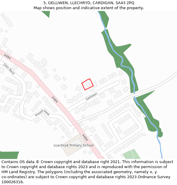 5, GELLIWEN, LLECHRYD, CARDIGAN, SA43 2PQ: Location map and indicative extent of plot