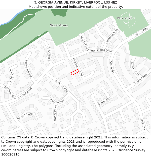 5, GEORGIA AVENUE, KIRKBY, LIVERPOOL, L33 4EZ: Location map and indicative extent of plot