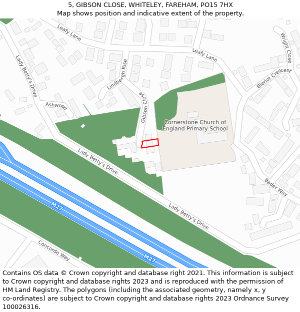 5, GIBSON CLOSE, WHITELEY, FAREHAM, PO15 7HX: Location map and indicative extent of plot