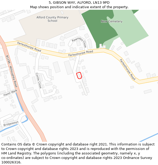 5, GIBSON WAY, ALFORD, LN13 9PD: Location map and indicative extent of plot