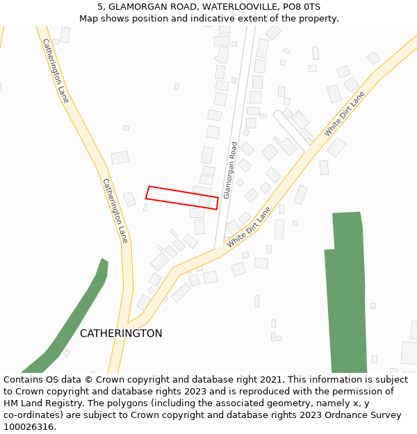 5, GLAMORGAN ROAD, WATERLOOVILLE, PO8 0TS: Location map and indicative extent of plot