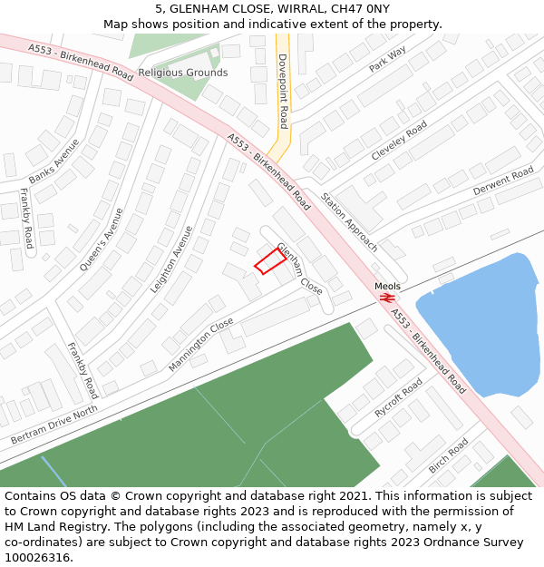 5, GLENHAM CLOSE, WIRRAL, CH47 0NY: Location map and indicative extent of plot