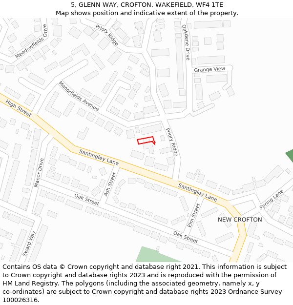 5, GLENN WAY, CROFTON, WAKEFIELD, WF4 1TE: Location map and indicative extent of plot