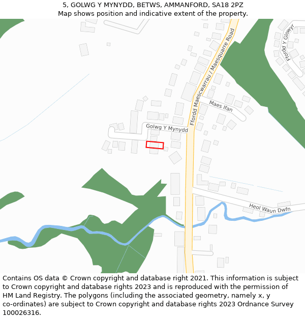 5, GOLWG Y MYNYDD, BETWS, AMMANFORD, SA18 2PZ: Location map and indicative extent of plot