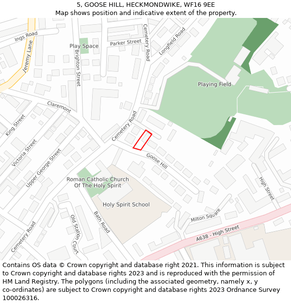 5, GOOSE HILL, HECKMONDWIKE, WF16 9EE: Location map and indicative extent of plot