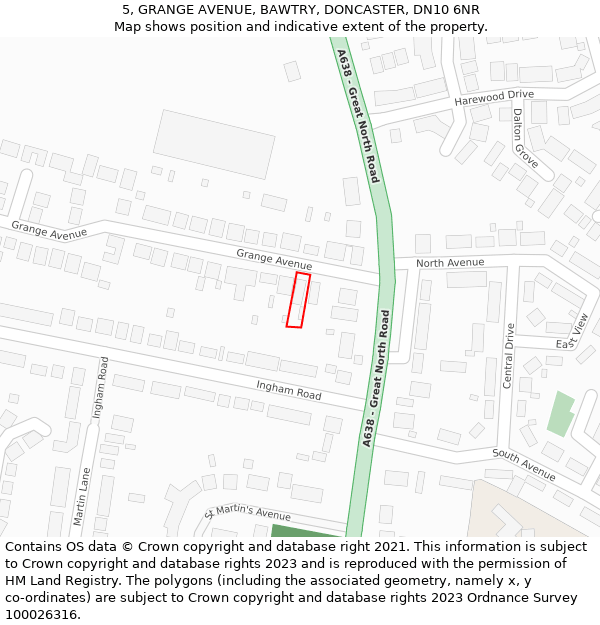 5, GRANGE AVENUE, BAWTRY, DONCASTER, DN10 6NR: Location map and indicative extent of plot