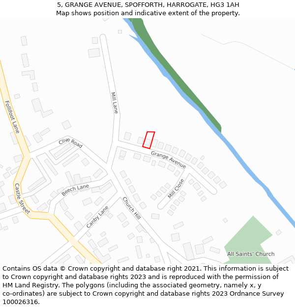 5, GRANGE AVENUE, SPOFFORTH, HARROGATE, HG3 1AH: Location map and indicative extent of plot