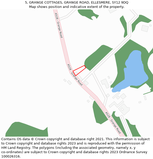 5, GRANGE COTTAGES, GRANGE ROAD, ELLESMERE, SY12 9DQ: Location map and indicative extent of plot