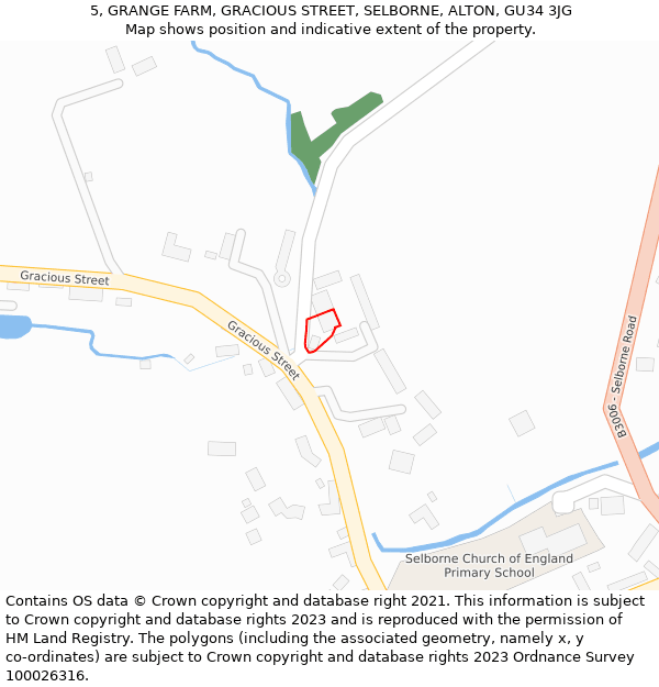 5, GRANGE FARM, GRACIOUS STREET, SELBORNE, ALTON, GU34 3JG: Location map and indicative extent of plot