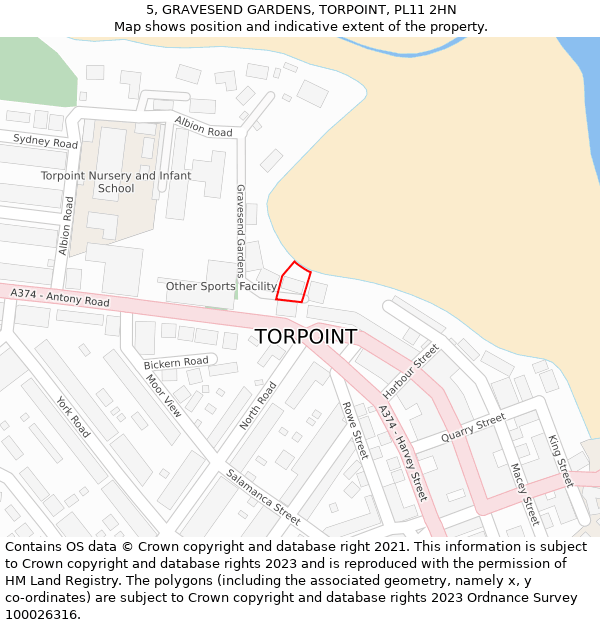 5, GRAVESEND GARDENS, TORPOINT, PL11 2HN: Location map and indicative extent of plot