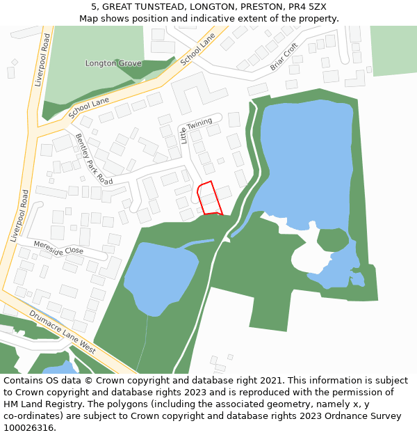 5, GREAT TUNSTEAD, LONGTON, PRESTON, PR4 5ZX: Location map and indicative extent of plot