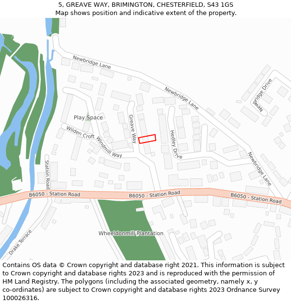 5, GREAVE WAY, BRIMINGTON, CHESTERFIELD, S43 1GS: Location map and indicative extent of plot