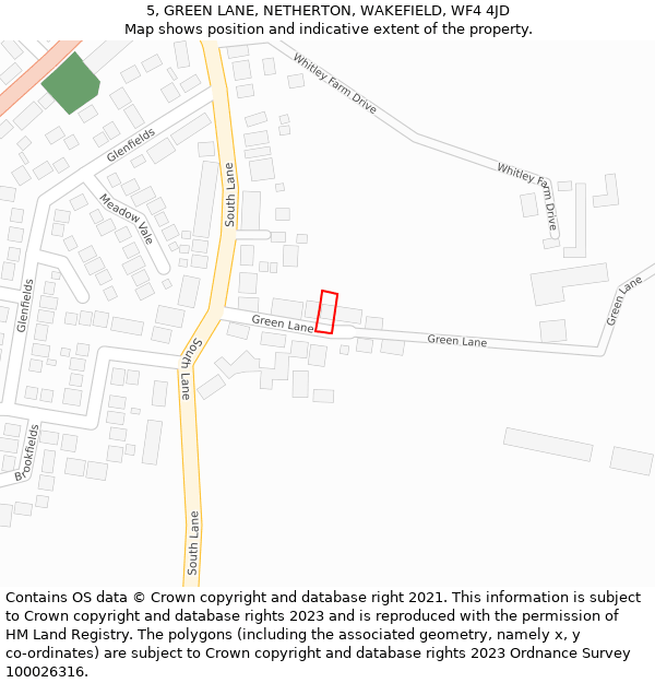 5, GREEN LANE, NETHERTON, WAKEFIELD, WF4 4JD: Location map and indicative extent of plot