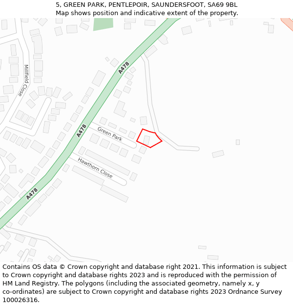 5, GREEN PARK, PENTLEPOIR, SAUNDERSFOOT, SA69 9BL: Location map and indicative extent of plot