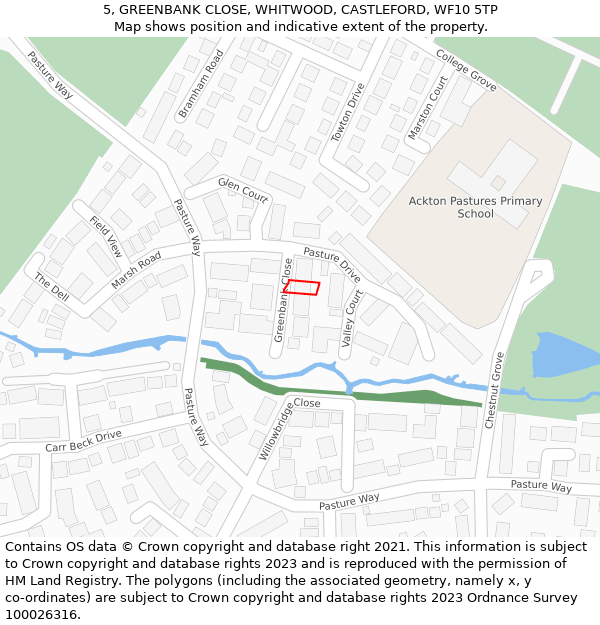 5, GREENBANK CLOSE, WHITWOOD, CASTLEFORD, WF10 5TP: Location map and indicative extent of plot