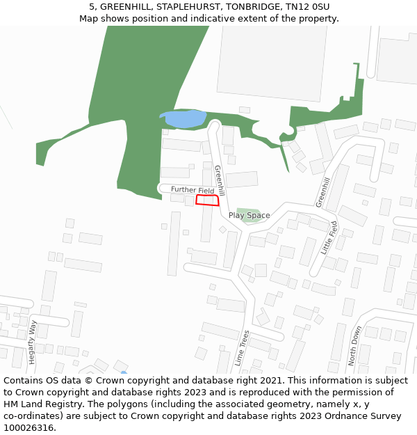 5, GREENHILL, STAPLEHURST, TONBRIDGE, TN12 0SU: Location map and indicative extent of plot