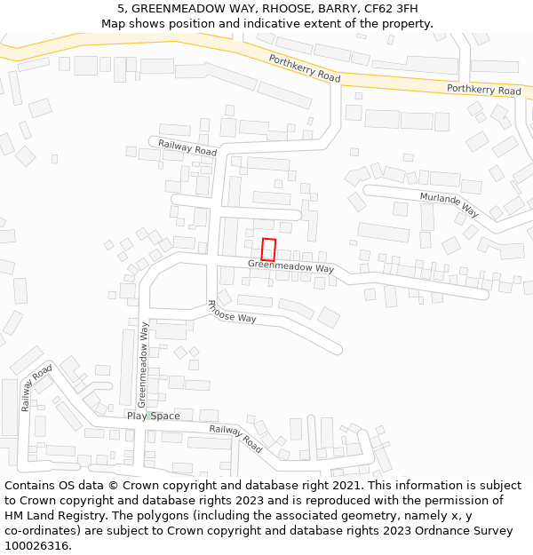 5, GREENMEADOW WAY, RHOOSE, BARRY, CF62 3FH: Location map and indicative extent of plot