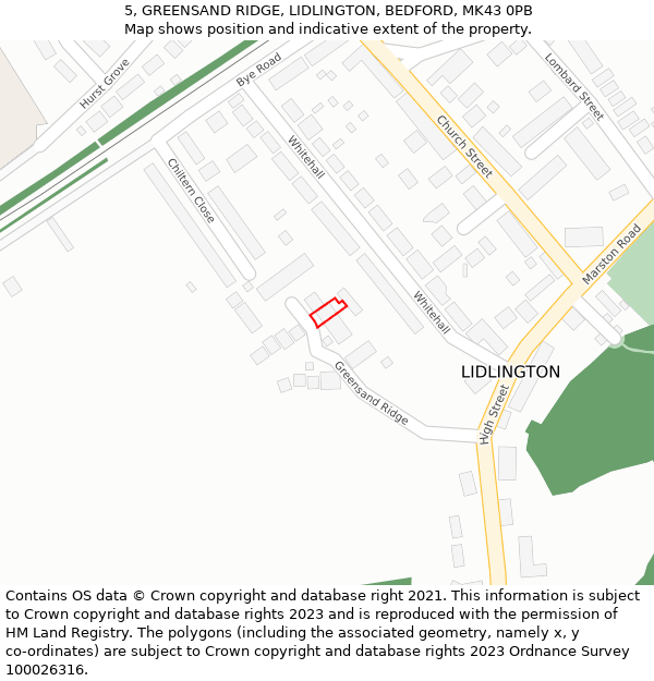 5, GREENSAND RIDGE, LIDLINGTON, BEDFORD, MK43 0PB: Location map and indicative extent of plot