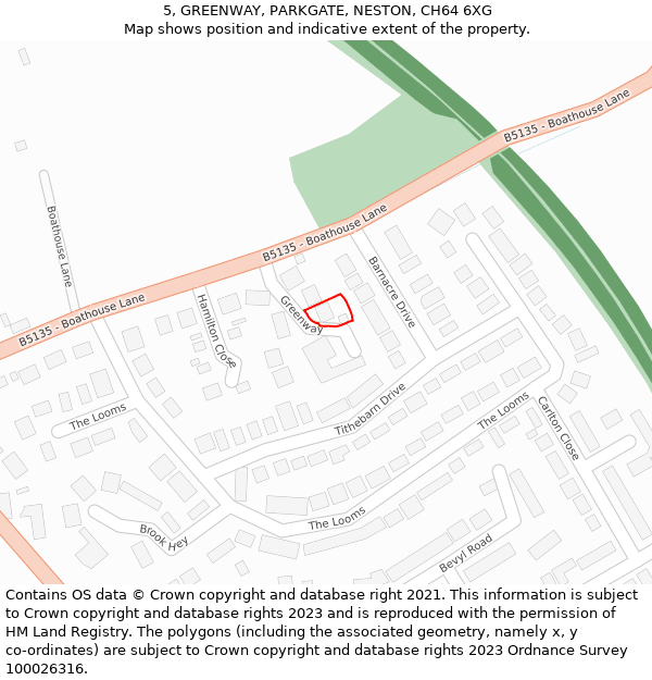 5, GREENWAY, PARKGATE, NESTON, CH64 6XG: Location map and indicative extent of plot