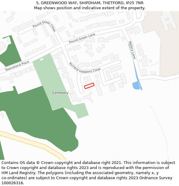 5, GREENWOOD WAY, SHIPDHAM, THETFORD, IP25 7NR: Location map and indicative extent of plot