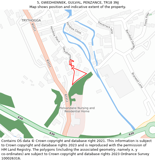 5, GWEDHENNEK, GULVAL, PENZANCE, TR18 3NJ: Location map and indicative extent of plot