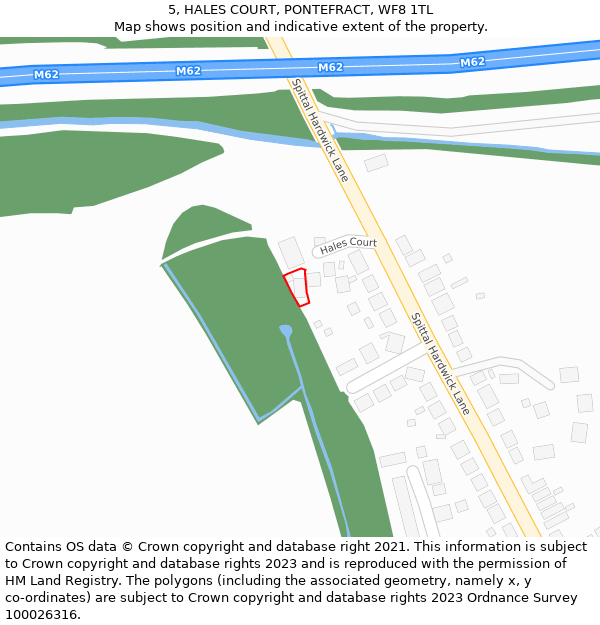 5, HALES COURT, PONTEFRACT, WF8 1TL: Location map and indicative extent of plot