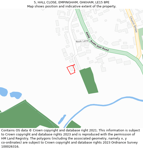 5, HALL CLOSE, EMPINGHAM, OAKHAM, LE15 8PE: Location map and indicative extent of plot