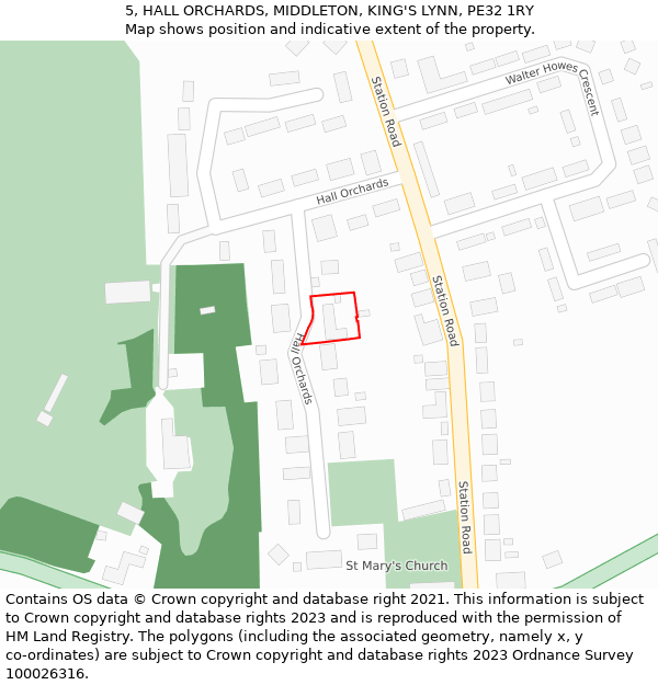 5, HALL ORCHARDS, MIDDLETON, KING'S LYNN, PE32 1RY: Location map and indicative extent of plot