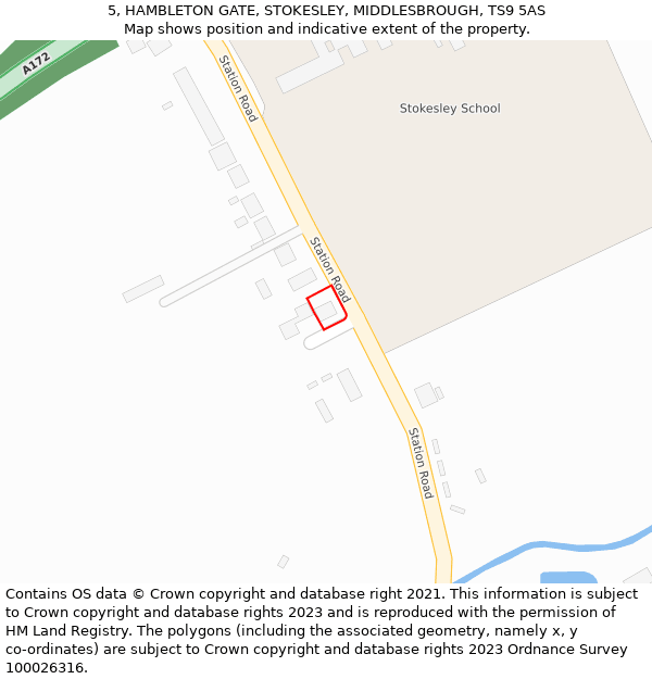 5, HAMBLETON GATE, STOKESLEY, MIDDLESBROUGH, TS9 5AS: Location map and indicative extent of plot