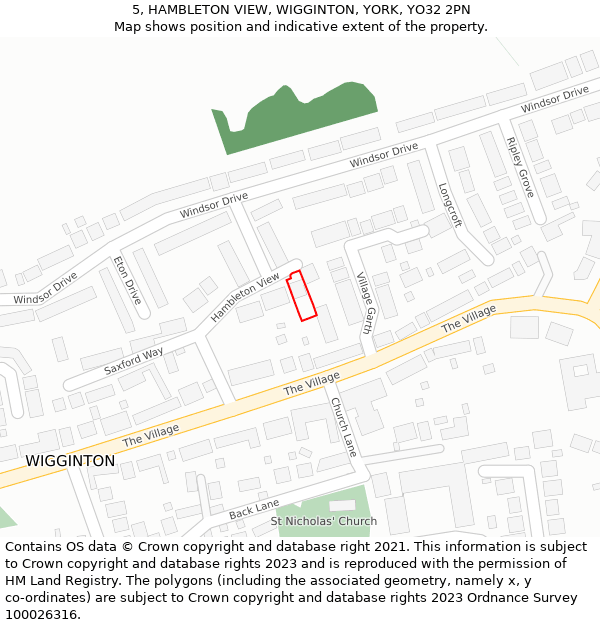 5, HAMBLETON VIEW, WIGGINTON, YORK, YO32 2PN: Location map and indicative extent of plot